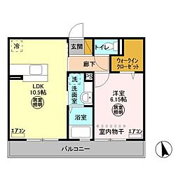 マハロ・ラ 1LDKの間取図画像
