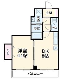 金太郎ヒルズ155 1DKの間取図画像