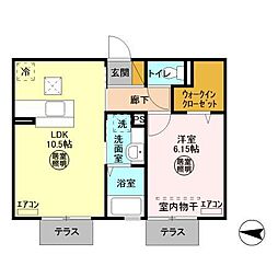 ル・メルシェ 2階1LDKの間取り