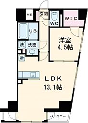 レジディア高円寺 1LDKの間取図画像