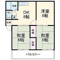 クリスタル浦和 3階3DKの間取り