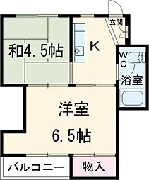 JR総武線 錦糸町駅 徒歩6分の賃貸マンション 2階2Kの間取り
