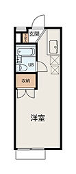 ハイム国立 2階ワンルームの間取り