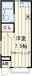 メゾン　デ　ボナール 1階ワンルームの間取り