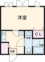 京王線 分倍河原駅 徒歩5分の賃貸マンション 2階1Kの間取り