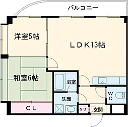 京王線 調布駅 徒歩10分の賃貸マンション 3階2LDKの間取り