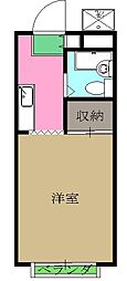 田所コーポB号棟 1Kの間取図画像