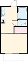 笠原アパート 2階1Kの間取り