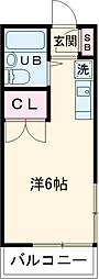 富士見ハイツ 1階ワンルームの間取り