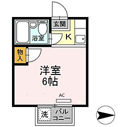 京王線 調布駅 徒歩7分の賃貸アパート 1階ワンルームの間取り