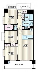 ジェイパレス宮崎台 201 2階3LDKの間取り