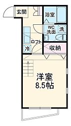 アメリカンリバティー所沢X 1階1Kの間取り