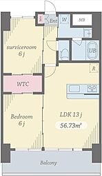 プライムコート立川 2階1SLDKの間取り