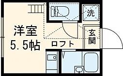 マルケサス立川 1階ワンルームの間取り