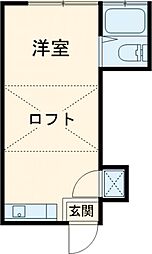 京王線 中河原駅 徒歩17分の賃貸アパート 2階ワンルームの間取り