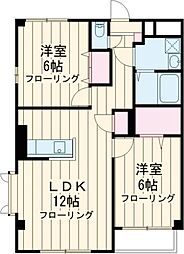 京王線 東府中駅 徒歩10分の賃貸マンション 3階2LDKの間取り