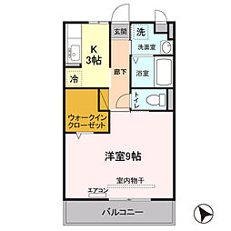 セジュールＺＥＮ　参番館 2階1Kの間取り