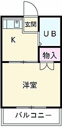 コーポワタナベ 1Kの間取図画像