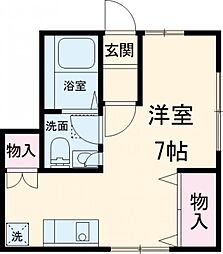 JR南武線 西国立駅 徒歩9分の賃貸アパート 1階ワンルームの間取り