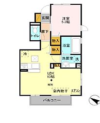 メゾン.ラポール 1階1LDKの間取り