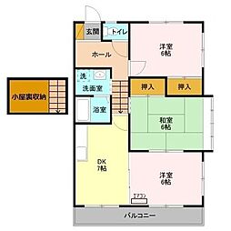西武新宿線 狭山市駅 バス12分 つつじの団地東下車 徒歩8分の賃貸アパート 2階3DKの間取り