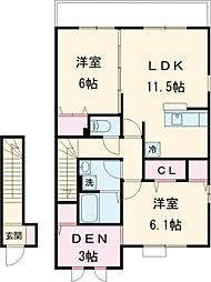京王線 西調布駅 徒歩14分の賃貸アパート 1階2SLDKの間取り