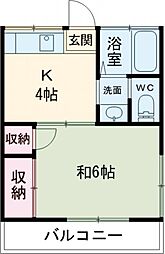 京王線 つつじヶ丘駅 徒歩17分の賃貸アパート 2階1Kの間取り