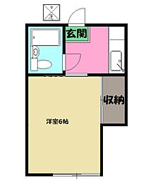 コーポ青木 1Kの間取図画像