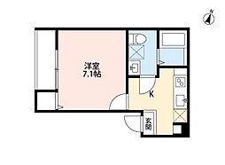 西武池袋線 所沢駅 徒歩15分の賃貸アパート 2階1Kの間取り