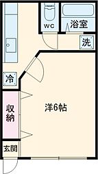 第五金田マンション 2階1Kの間取り