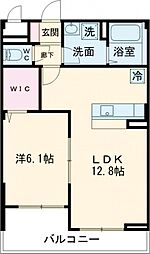 ファミール河内 1階1LDKの間取り