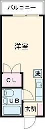 クレセントハイム 2階ワンルームの間取り