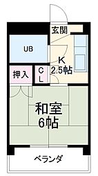 JR東海道本線 豊橋駅 バス13分 堂坂下車 徒歩1分の賃貸マンション 2階1Kの間取り