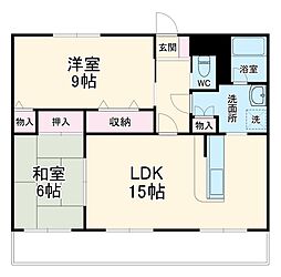 ロイヤルハイツ壱番館 2階2LDKの間取り