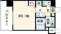 京王線 調布駅 徒歩7分の賃貸マンション 5階1Kの間取り