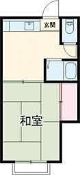 蓑島 2階1Kの間取り