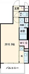 京王線 調布駅 徒歩1分の賃貸マンション 4階1Kの間取り
