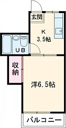 ハウス白ユリ 1階1Kの間取り