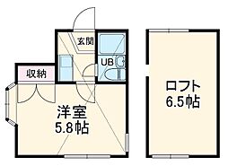 マインハイムII 2階ワンルームの間取り
