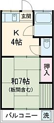 京王線 つつじヶ丘駅 徒歩12分の賃貸アパート 1階1Kの間取り