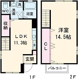 シルクヒルズ北野台 1階1LDKの間取り