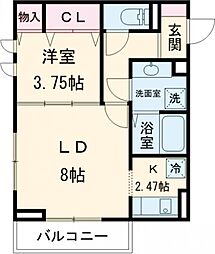 東武亀戸線 小村井駅 徒歩2分の賃貸アパート 3階1LDKの間取り