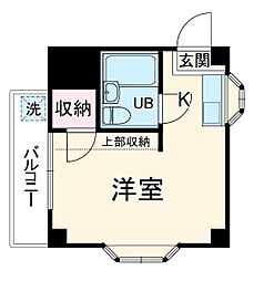 小田急小田原線 相模大野駅 徒歩10分の賃貸マンション 2階ワンルームの間取り