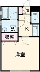 キャッスル 2階1Kの間取り