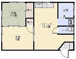 コーポ山際 1階2LDKの間取り