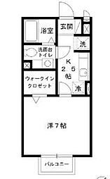 オランジュ 2階1Kの間取り