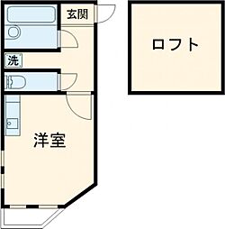 オーナメント西町 2階1Kの間取り