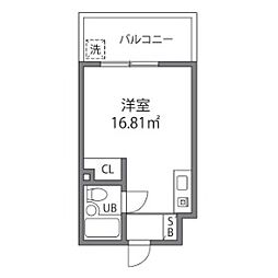 京王線 つつじヶ丘駅 徒歩2分の賃貸マンション 5階ワンルームの間取り