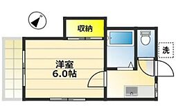 旭ヶ丘コーポ 1階1Kの間取り
