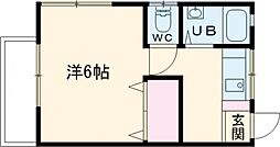 恋ヶ窪荘 2階1Kの間取り